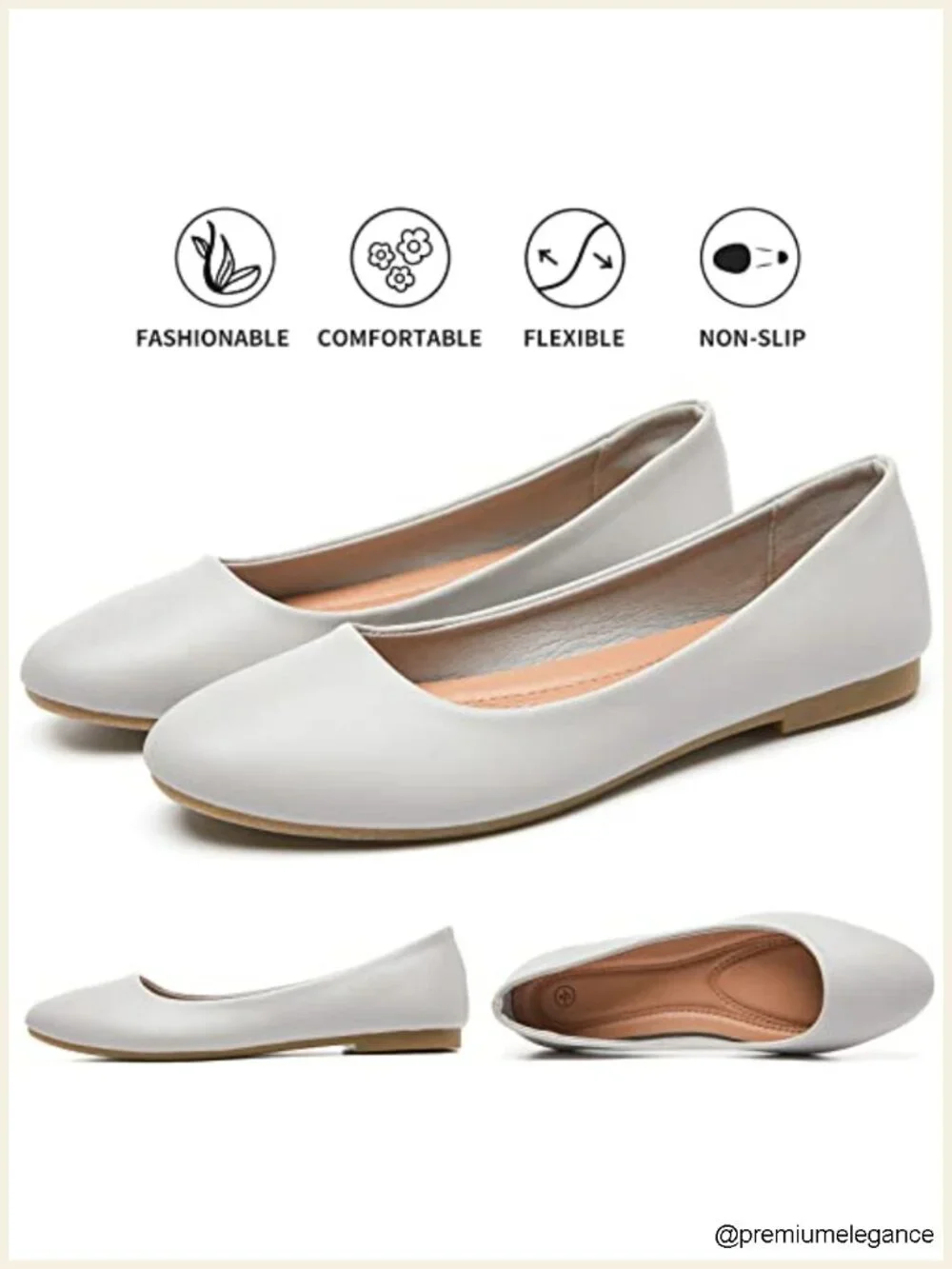 PU Leather Ballet Flats Comfortable Slip On Shoes